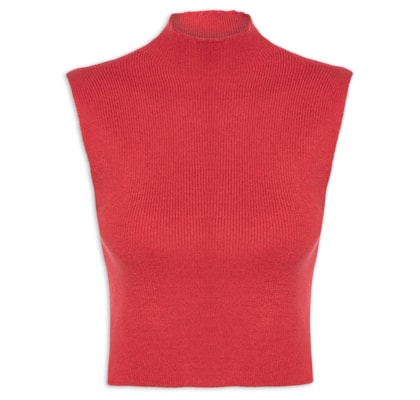 Blusa Feminina Tricot Gola Alta - Vermelho
