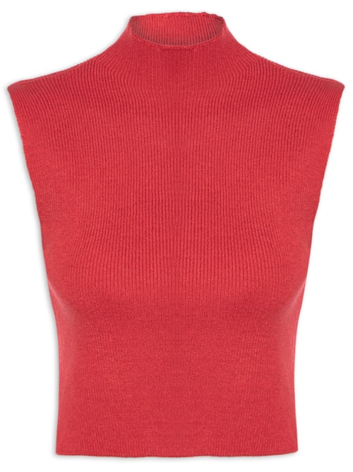 Blusa Feminina Tricot Gola Alta - Vermelho