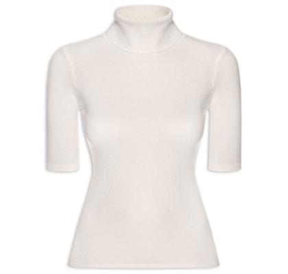 Blusa Feminina Tricot Gola Alta – Branco