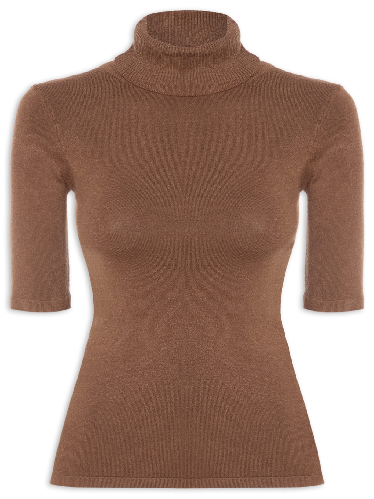 Blusa Feminina Tricot Gola Alta – Marrom