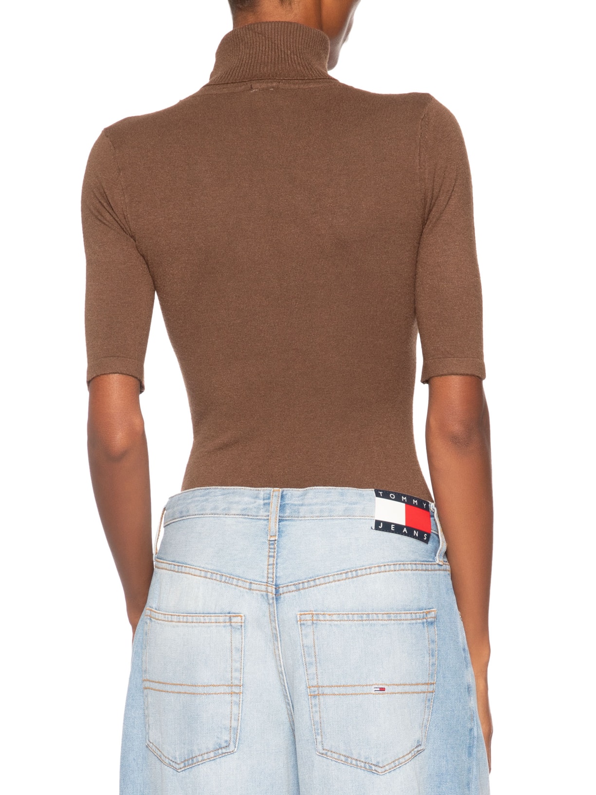 Blusa Feminina Tricot Gola Alta – Marrom Basiq