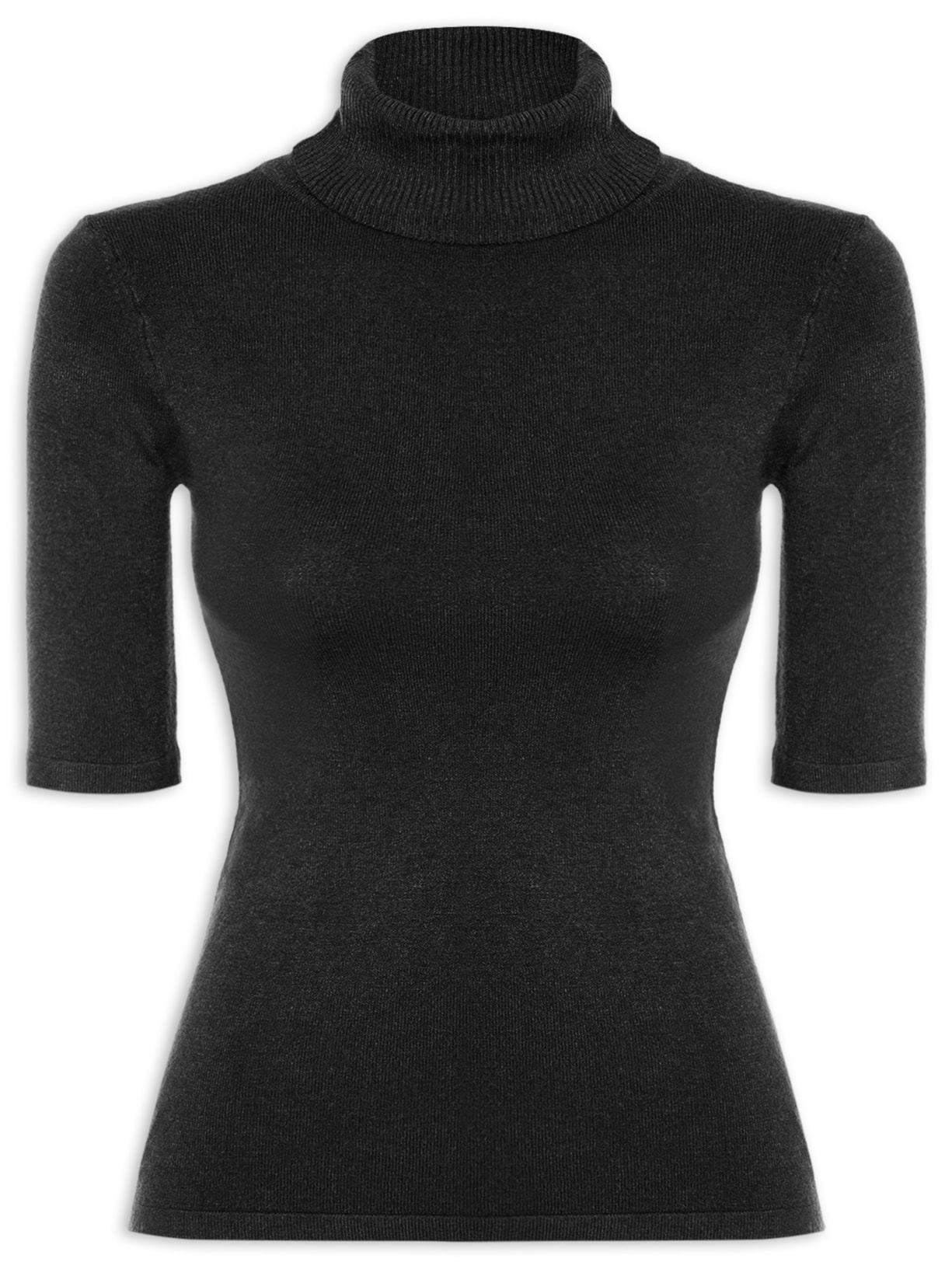 Blusa Feminina Tricot Gola Alta – Preto