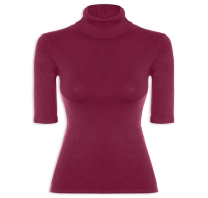 Blusa Feminina Tricot Gola Alta – Vermelho
