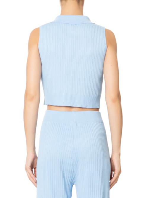 Blusa Feminina Tricot Gola Esporte - Azul