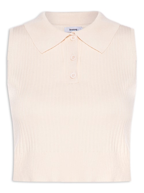Blusa Feminina Tricot Gola Esporte - Bege