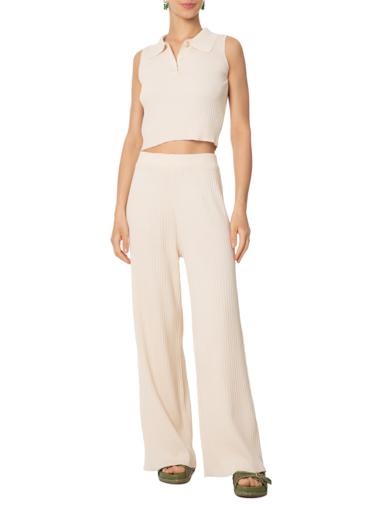 Blusa Feminina Tricot Gola Esporte Bege Basiq