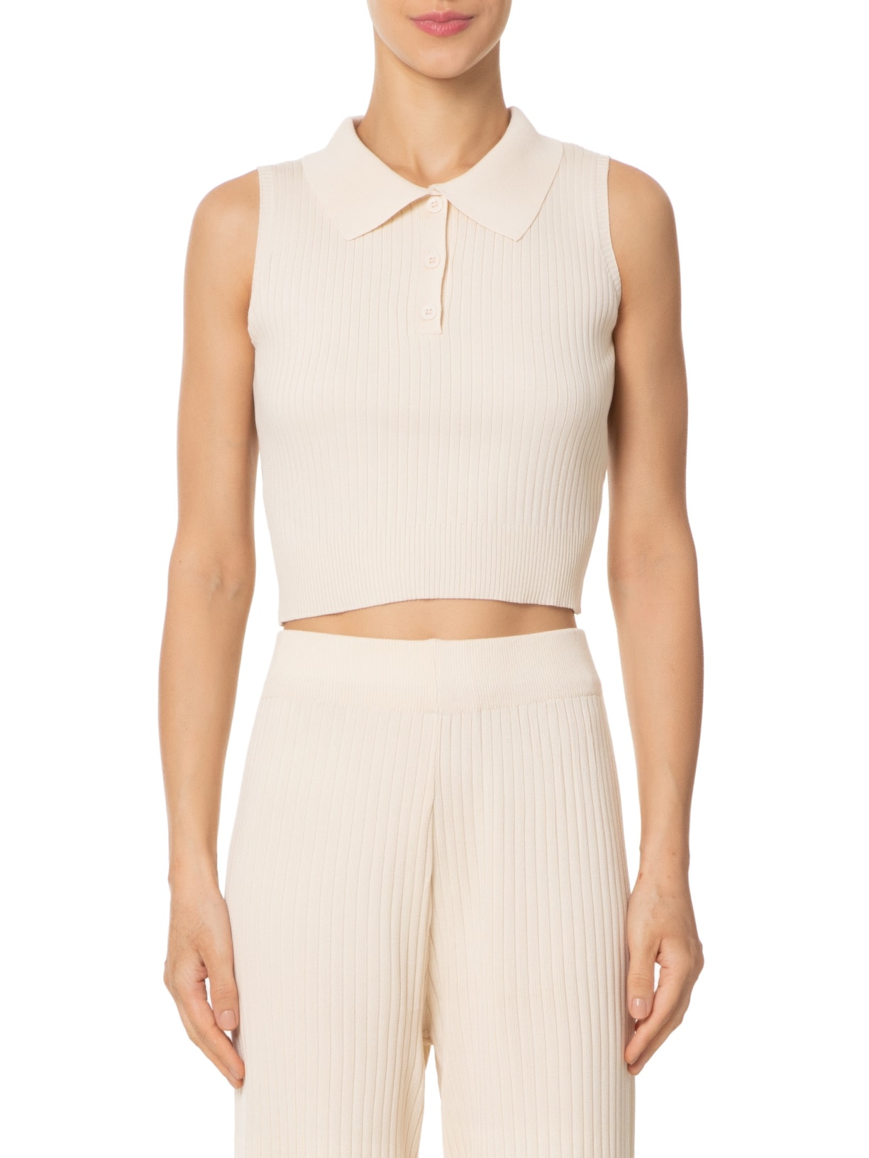 Blusa Feminina Tricot Gola Esporte Bege Basiq