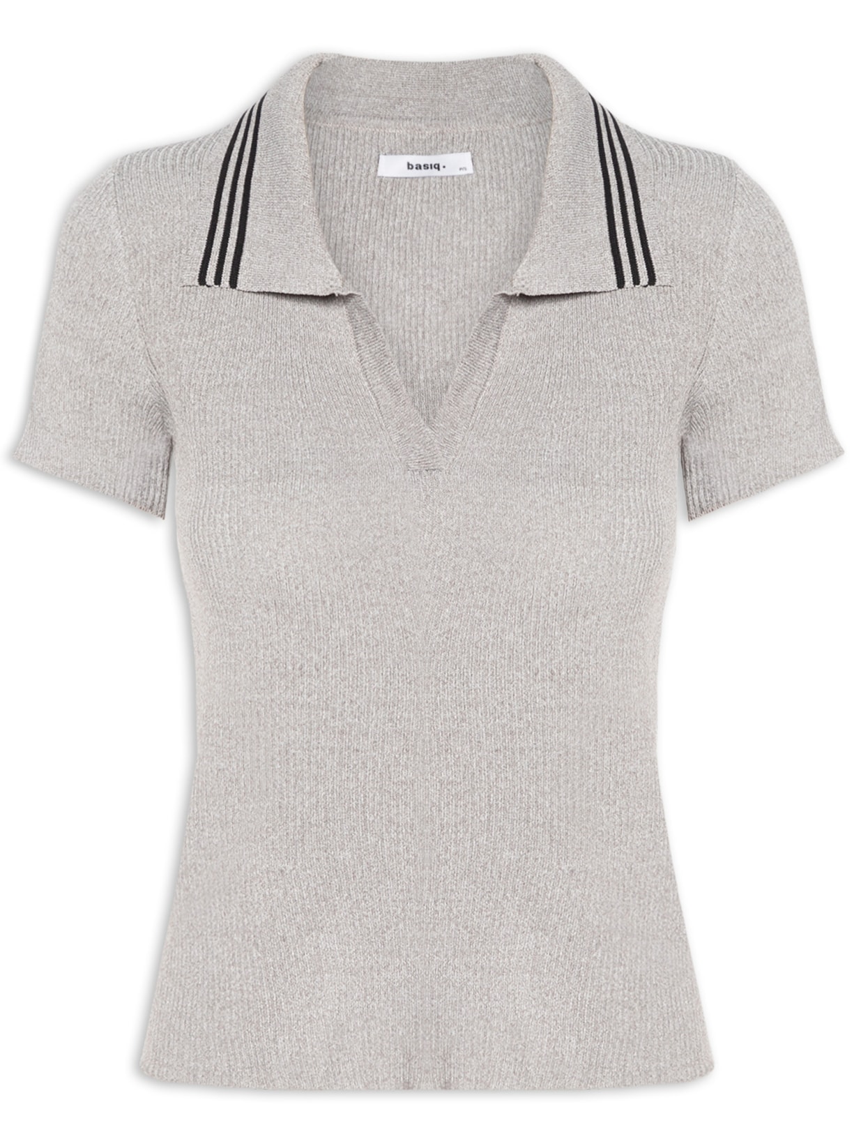 Blusa Feminina Tricot Gola Esporte - Cinza