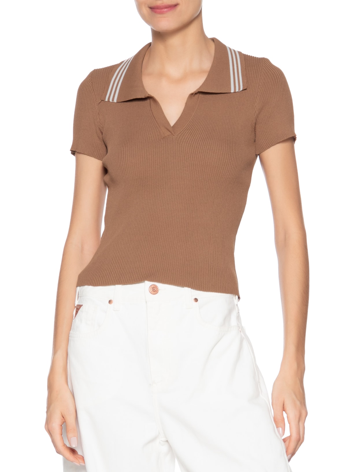 Blusa Feminina Tricot Gola Esporte Marrom Basiq