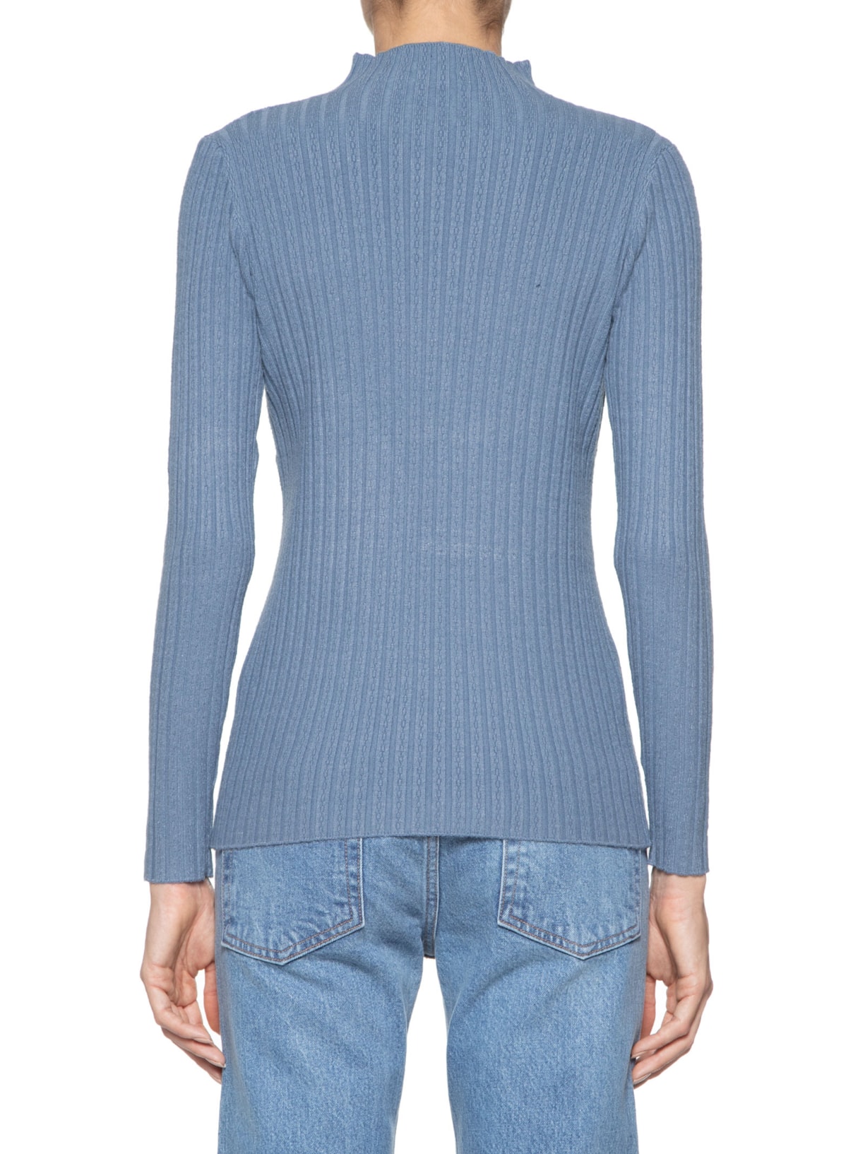 Blusa Feminina Tricot Gola Média Texturizada Azul  Basiq