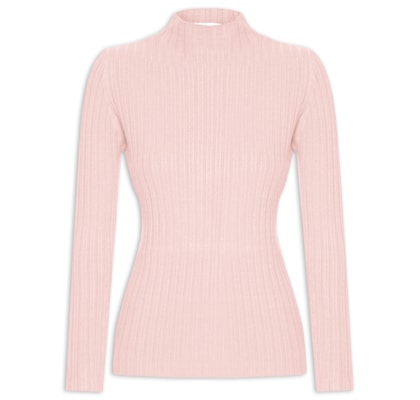 Blusa Feminina Tricot Gola Média Texturizada - Rosa