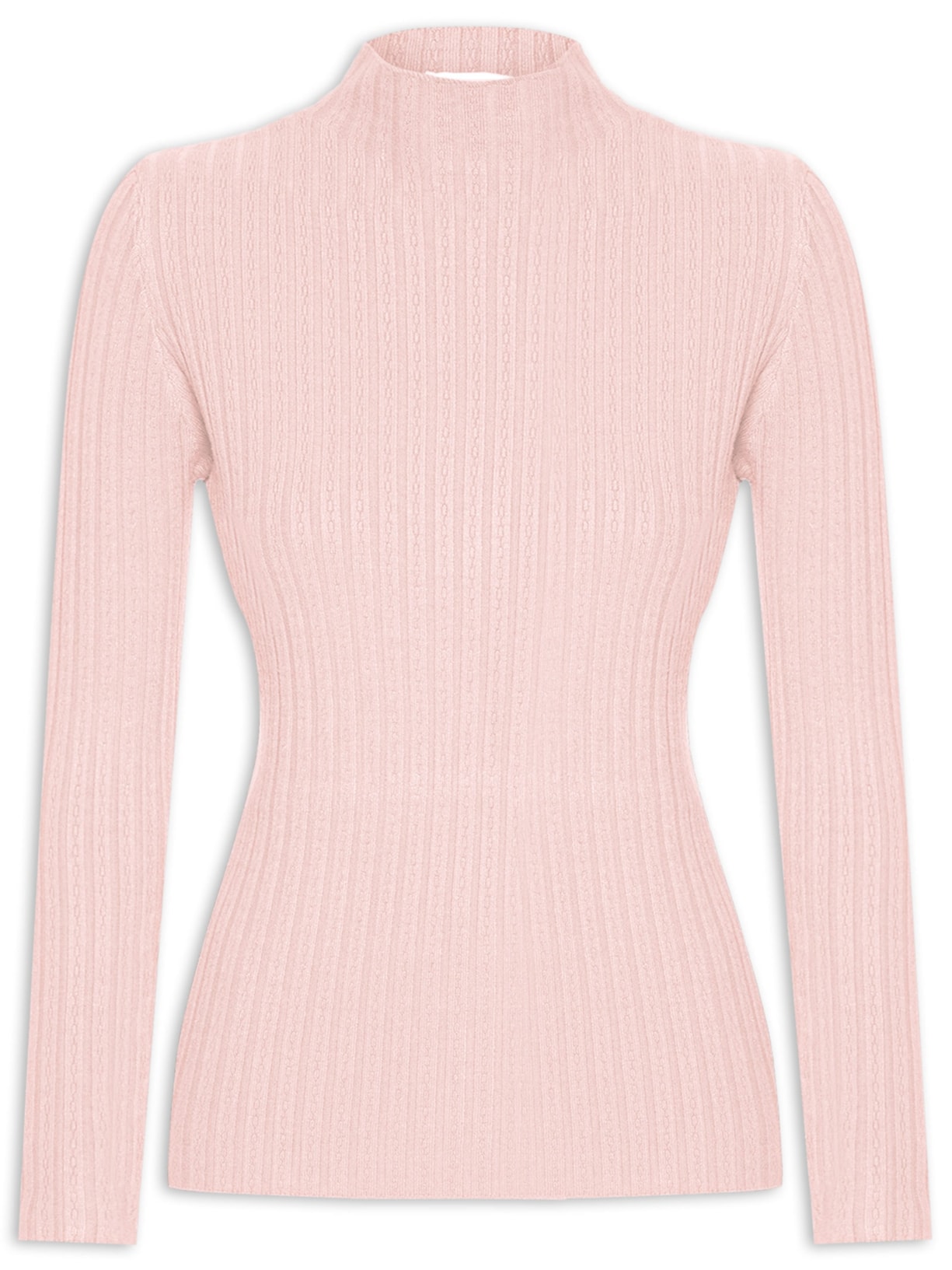 Blusa Feminina Tricot Gola Média Texturizada - Rosa