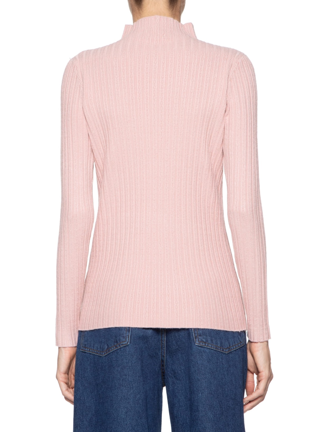 Blusa Feminina Tricot Gola Média Texturizada Rosa Basiq