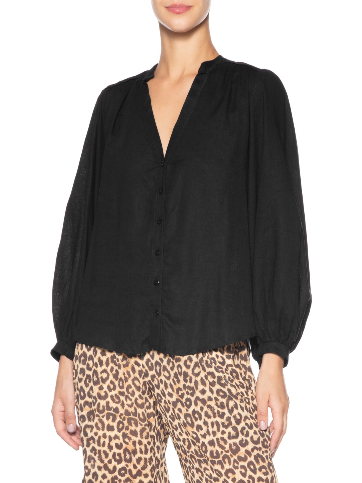 Blusa Feminina Tricot Gola Role Preto Maria Filó