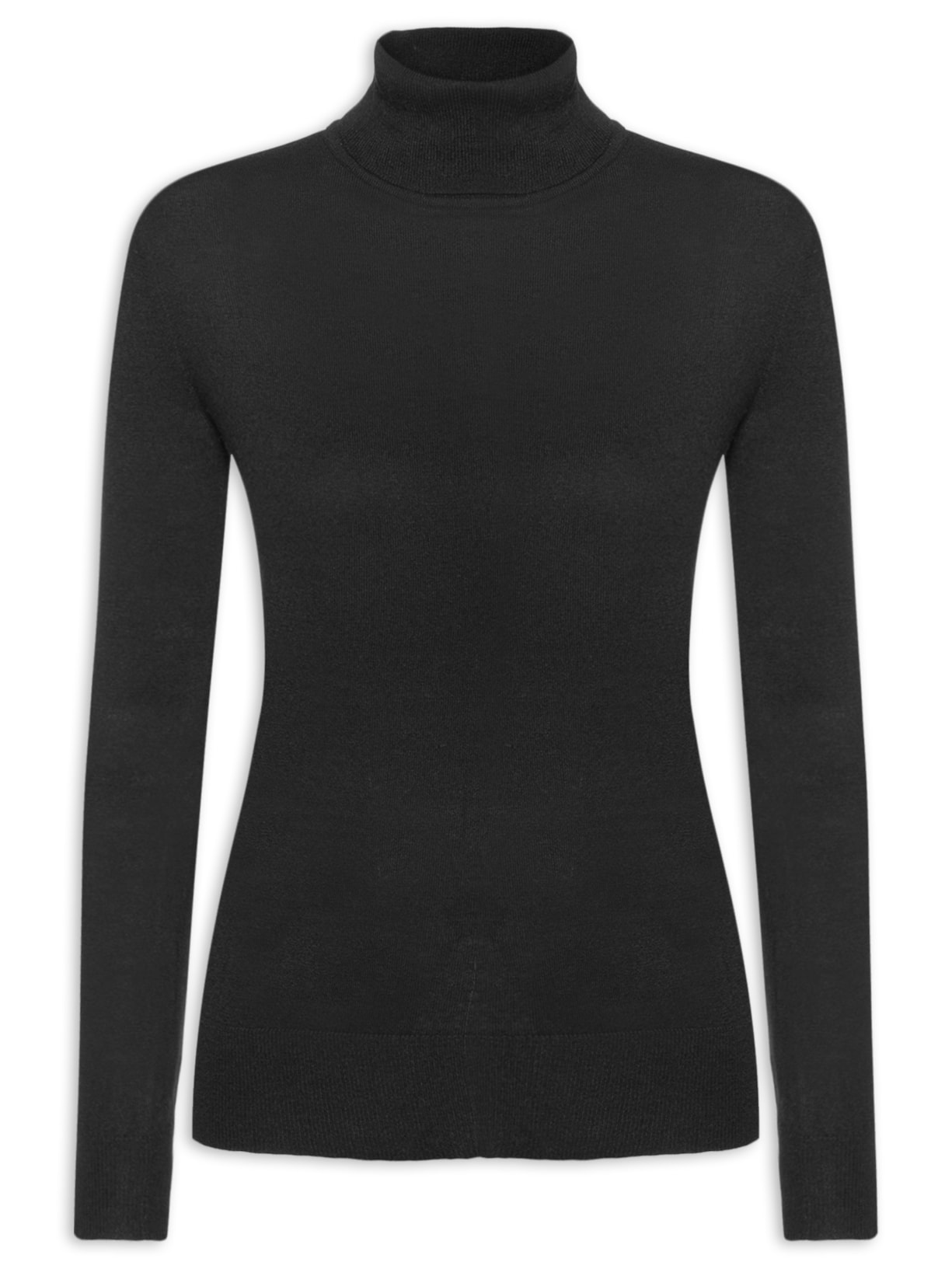 Blusa Feminina Tricot Gola Role - Preto