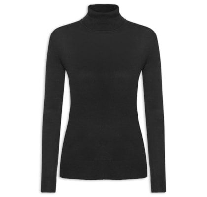 Blusa Feminina Tricot Gola Role - Preto
