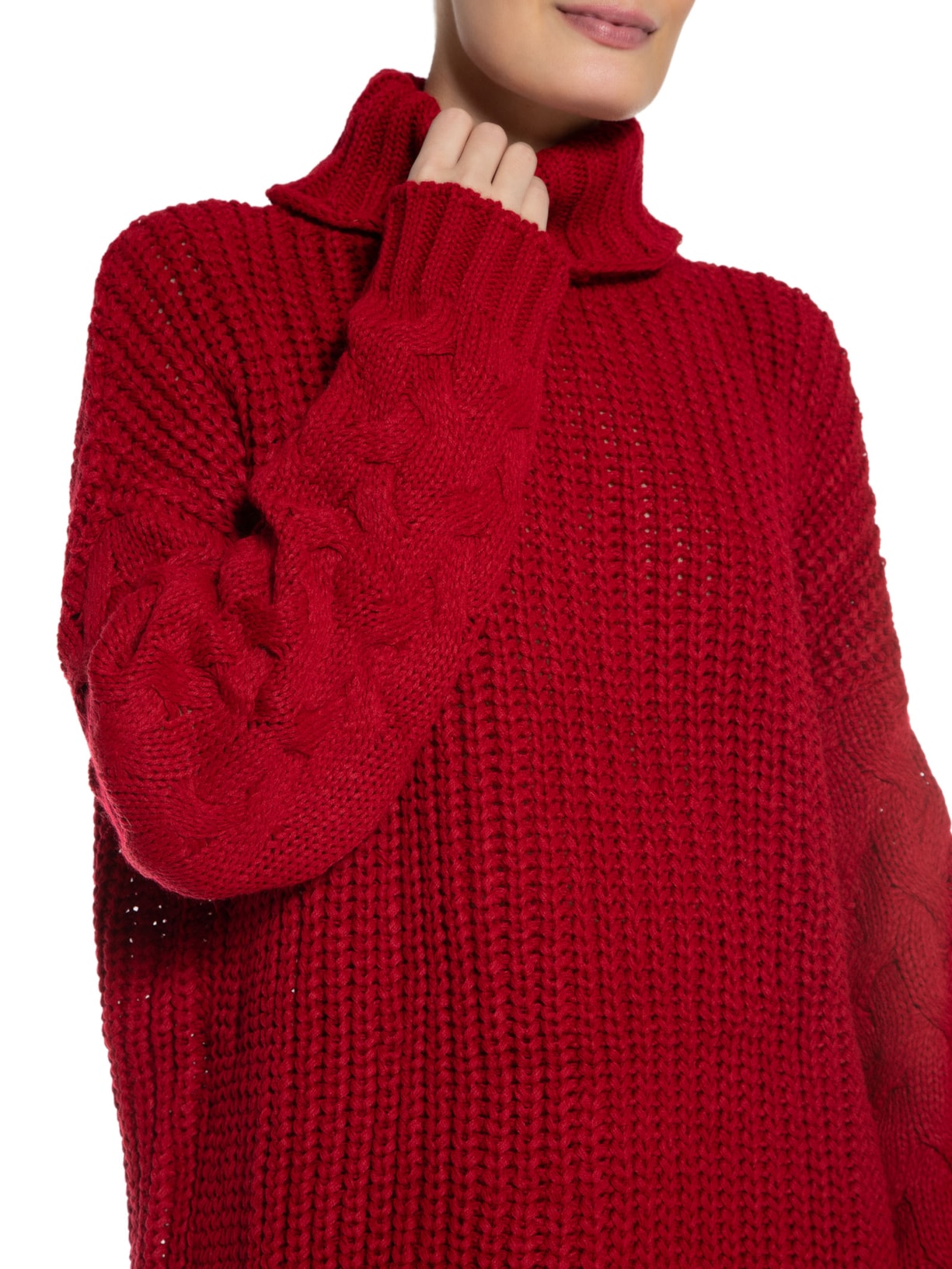 Blusa Feminina Tricot Gola Rulê Vermelho '2Essential