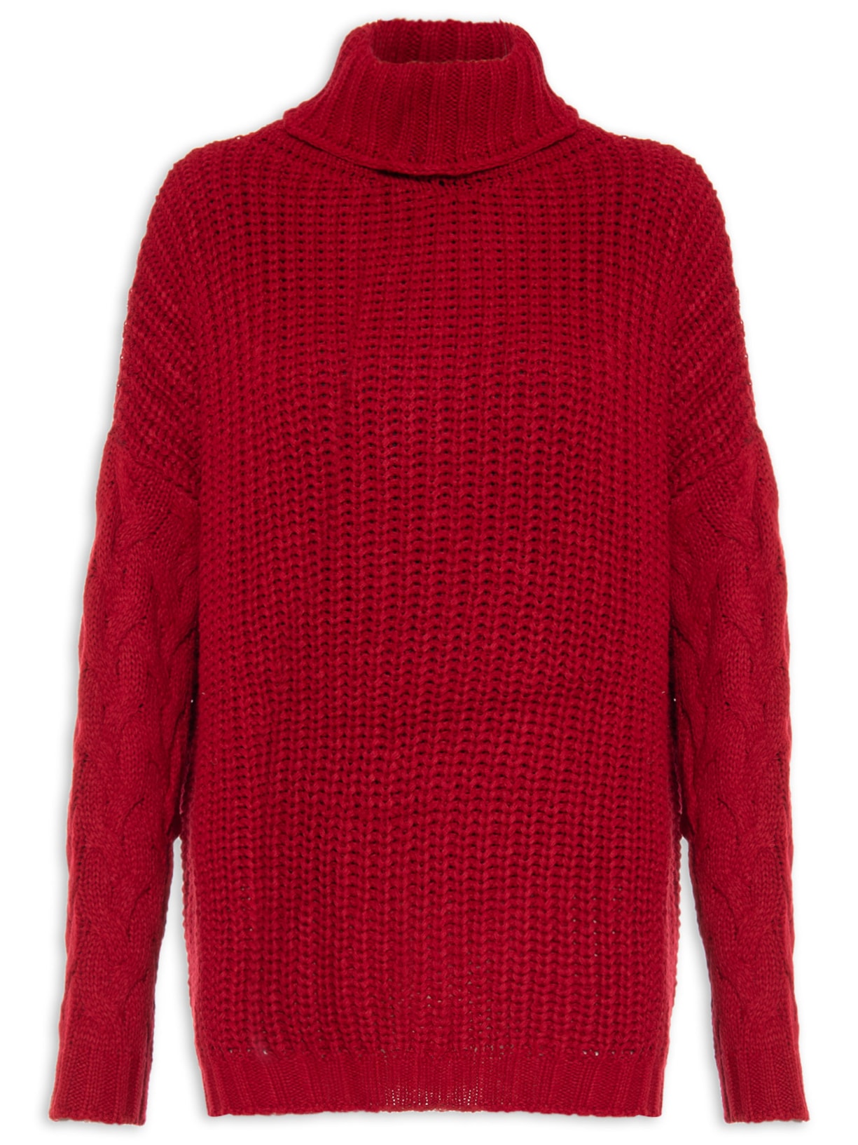 Blusa Feminina Tricot Gola Rulê - Vermelho