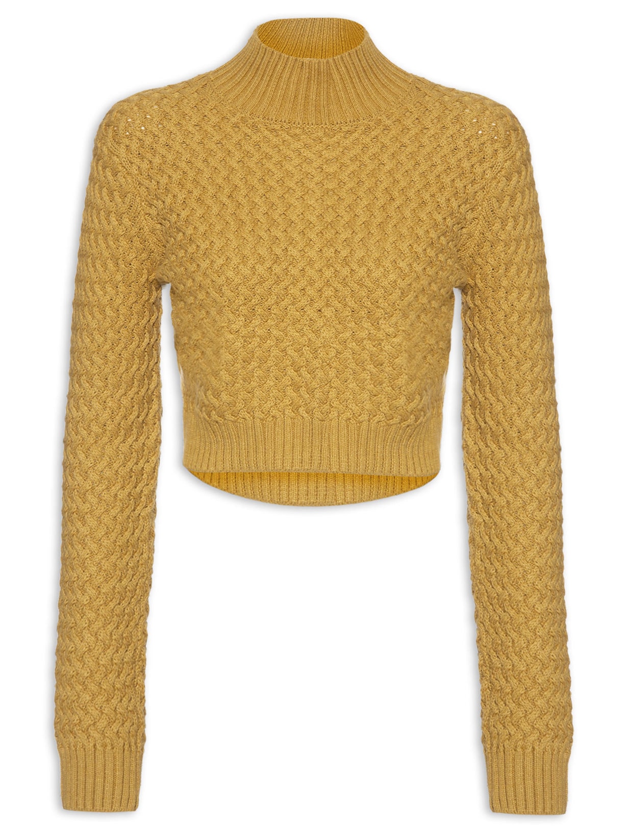 Blusa Feminina Tricot Gola Textura - Amarelo