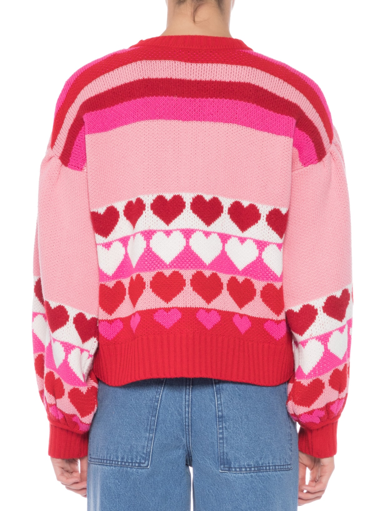 Blusa Feminina Tricot Hearts Rosa Mixed