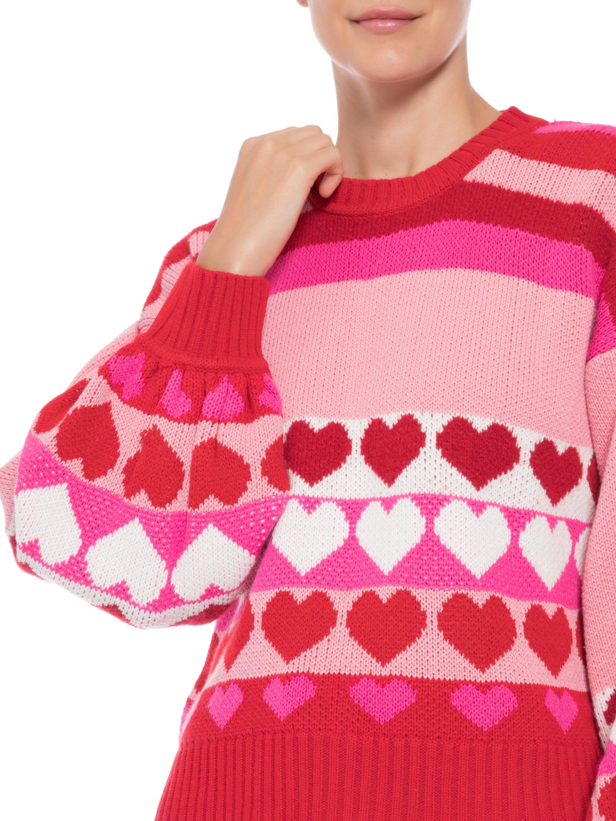 Blusa Feminina Tricot Hearts Rosa Mixed