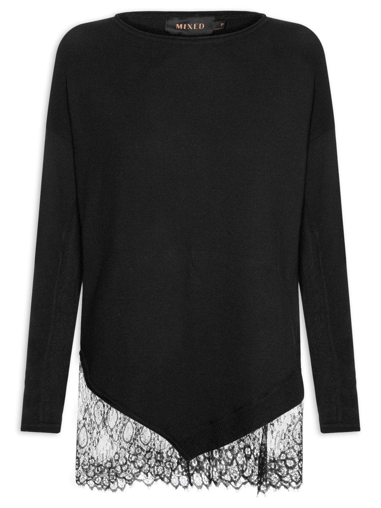 Blusa Feminina Tricot Lace V27 Preto Mixed