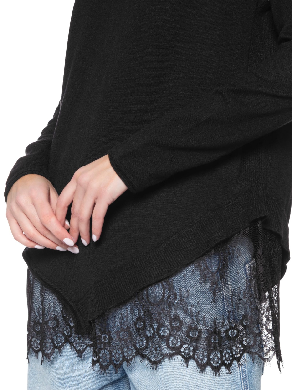 Blusa Feminina Tricot Lace V27 Preto Mixed