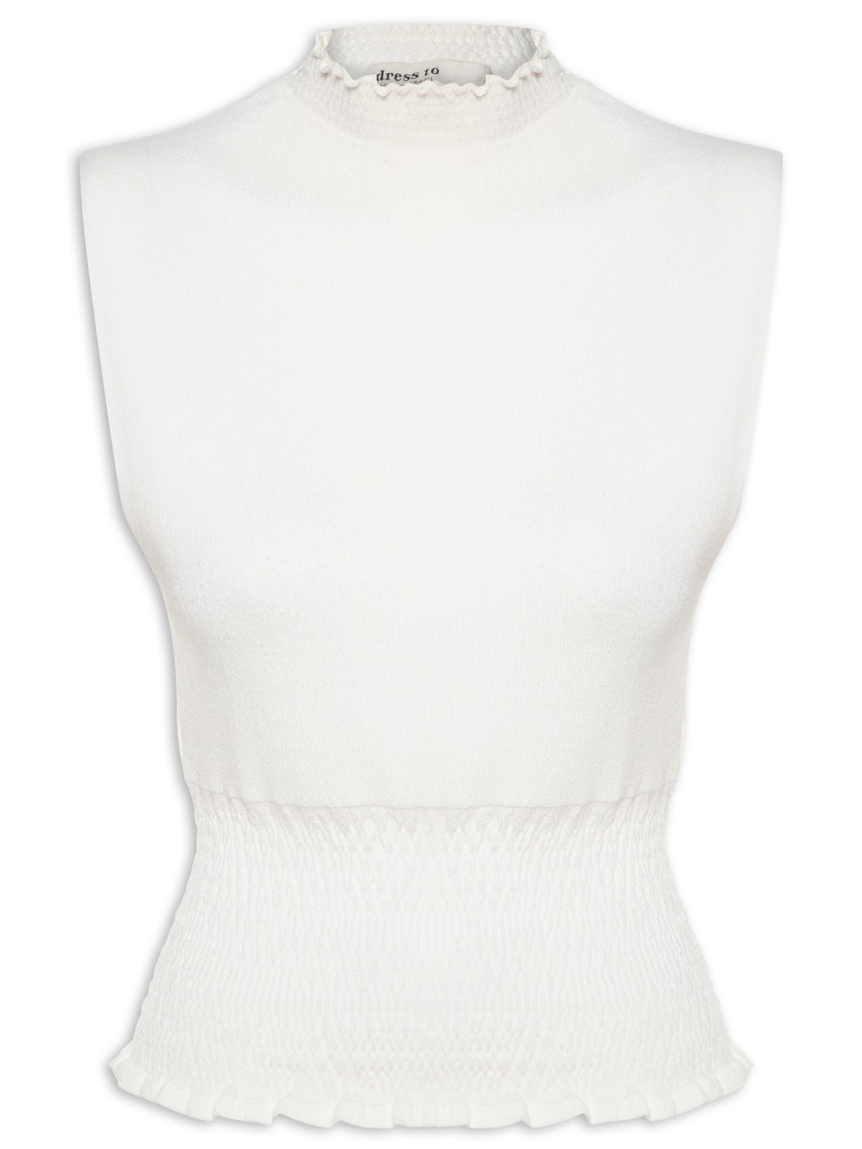 Blusa Feminina Tricot Lastex Off White Dress To