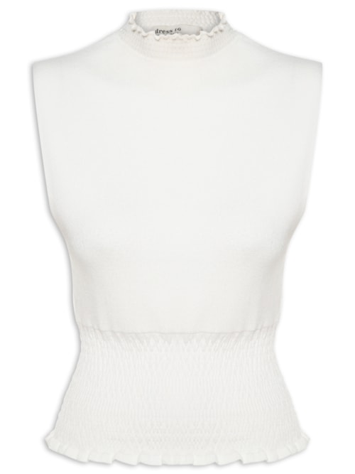 Blusa Feminina Tricot Lastex - Off White