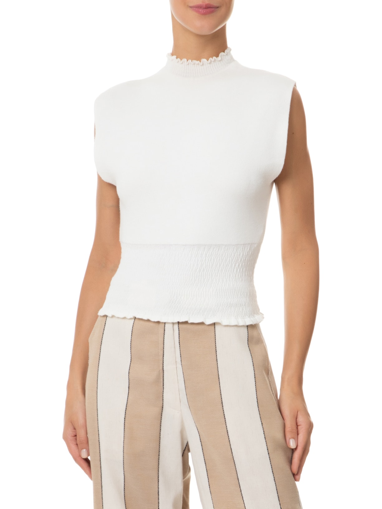 Blusa Feminina Tricot Lastex Off White Dress To