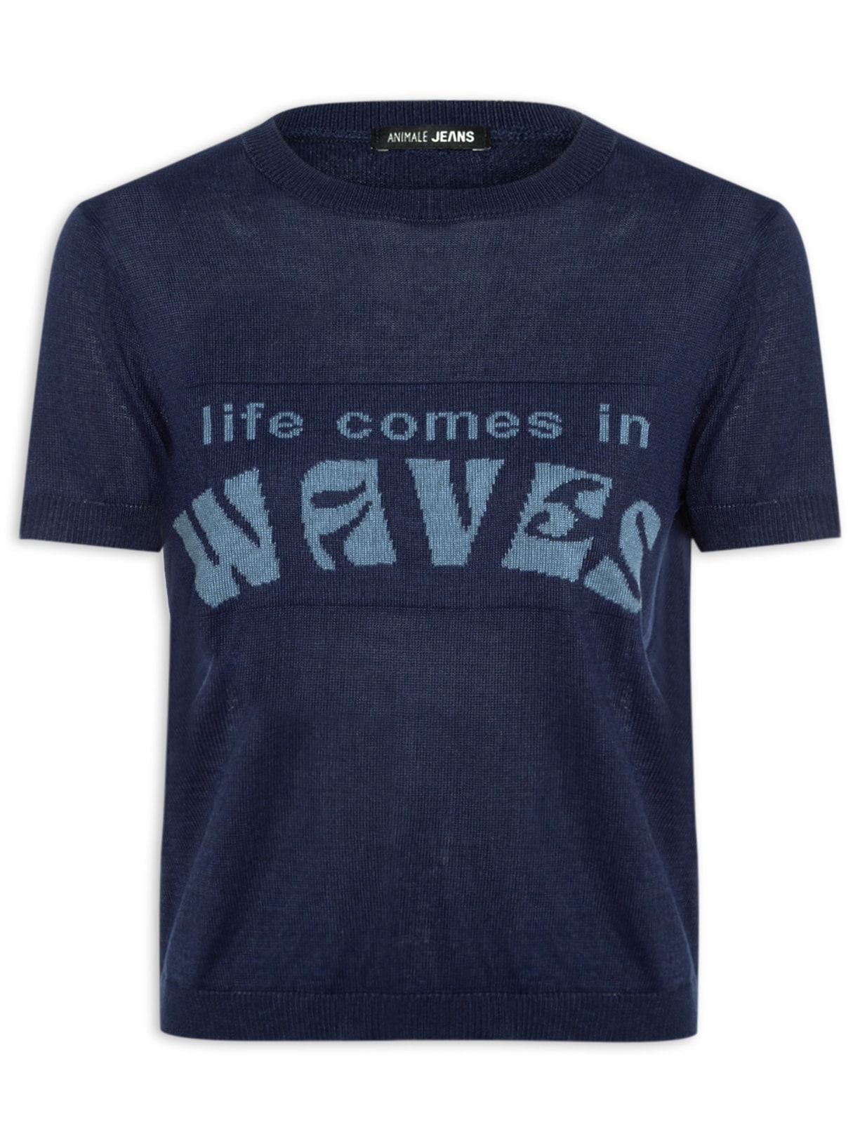 Blusa Feminina Tricot Life Comes In Waves - Azul