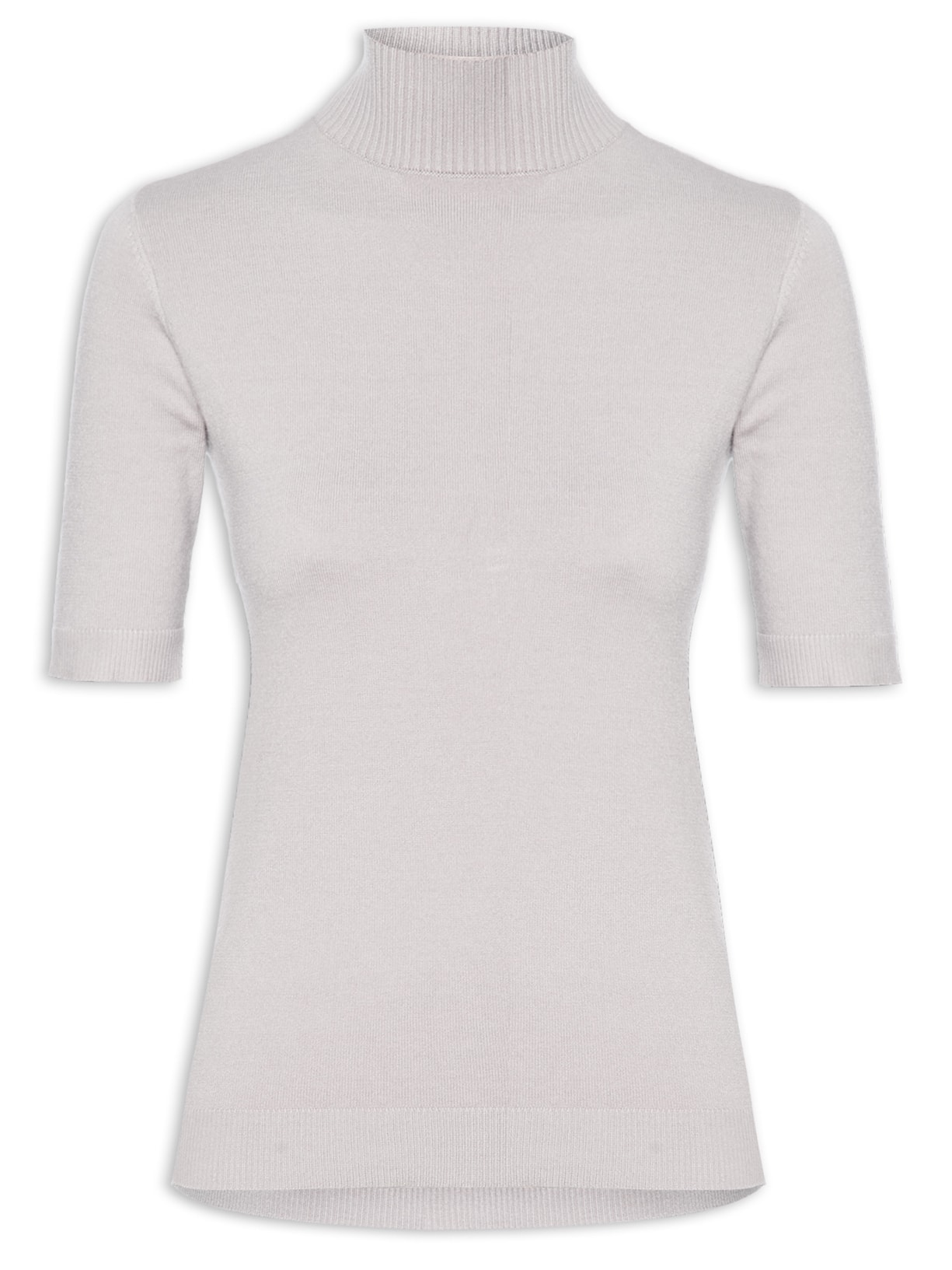 Blusa Feminina Tricot Lisa Gola Alta - Cinza