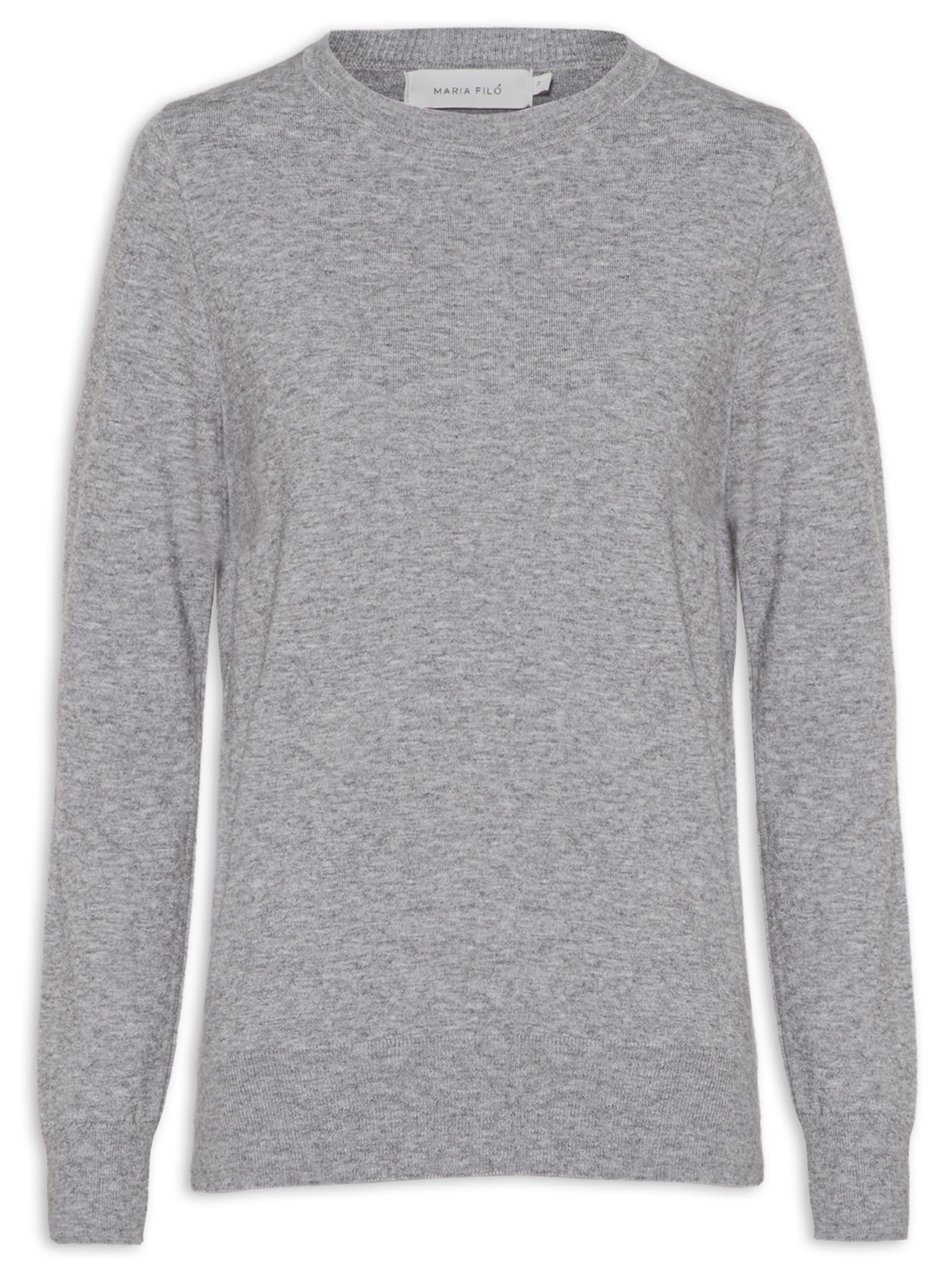 Blusa Feminina Tricot Lisa Manga Longa Gola Redonda - Cinza