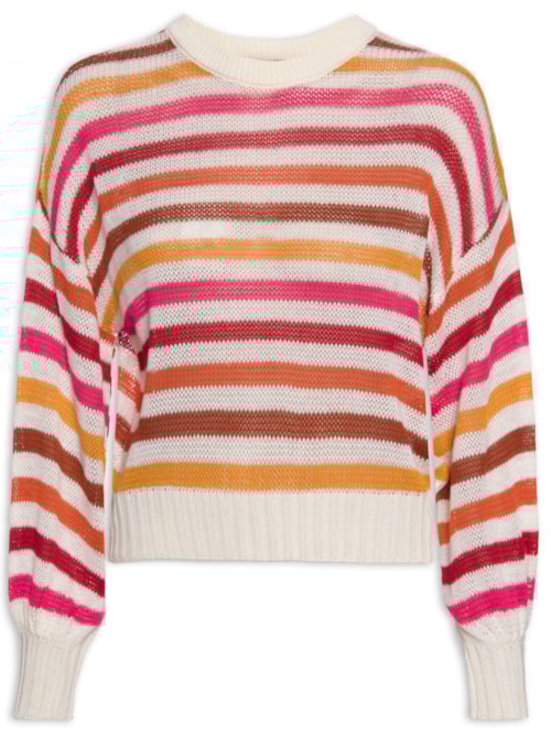 Blusa Feminina Tricot Listra Tarde - Rosa