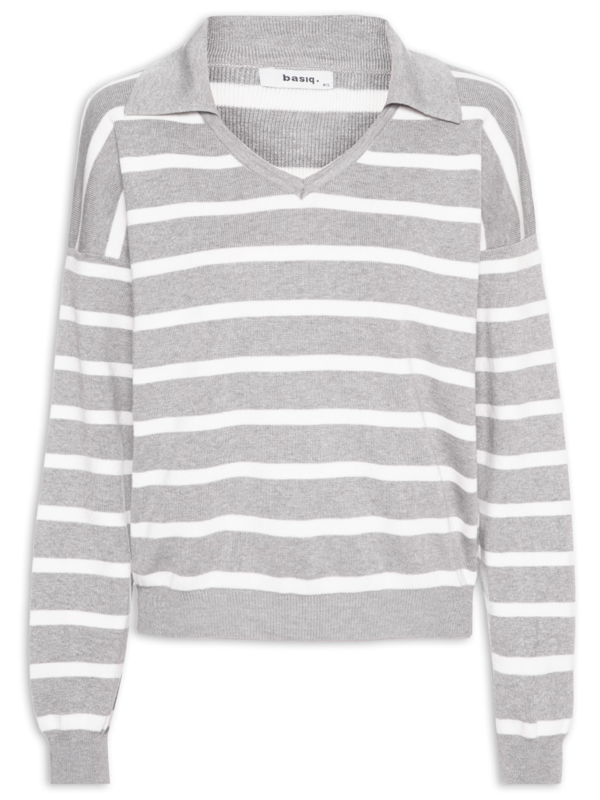 Blusa Feminina Tricot Listrada - Cinza