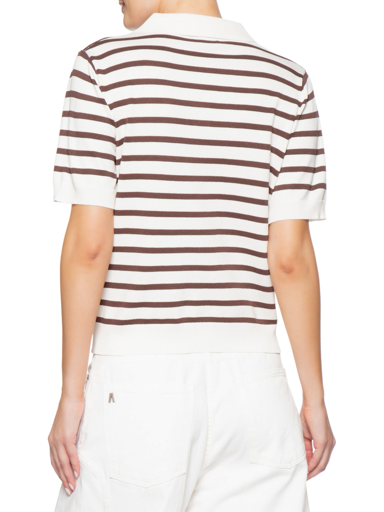 Blusa Feminina Tricot Listrada Gola Esporte Off White Basiq