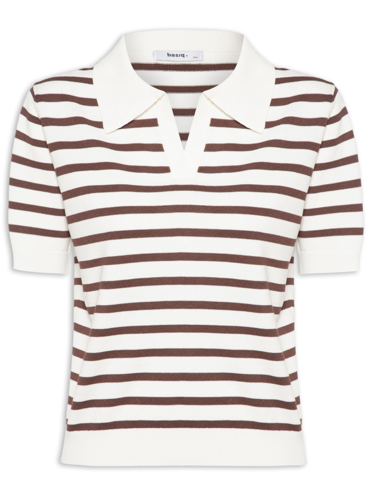 Blusa Feminina Tricot Listrada Gola Esporte Off White Basiq