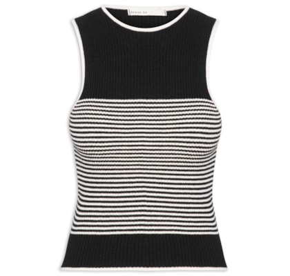 Blusa Feminina Tricot Listrada - Preto