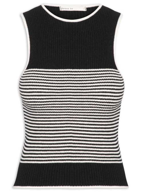 Blusa Feminina Tricot Listrada - Preto