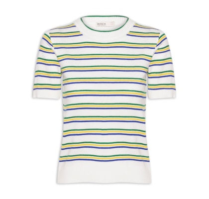 Blusa Feminina Tricot Listras Brasil - Branco