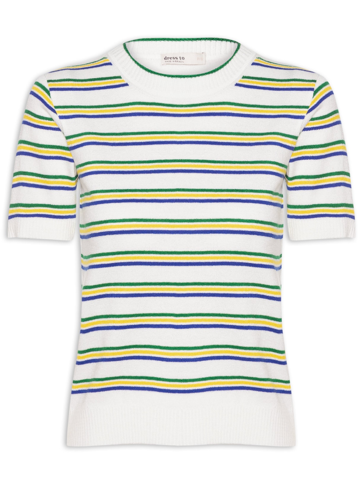 Blusa Feminina Tricot Listras Brasil - Branco