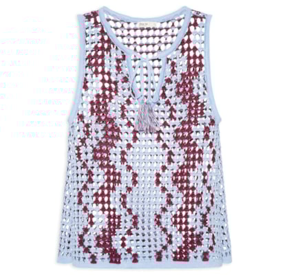 Blusa Feminina Tricot Listras Ondas - Azul