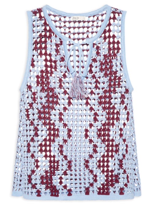Blusa Feminina Tricot Listras Ondas - Azul