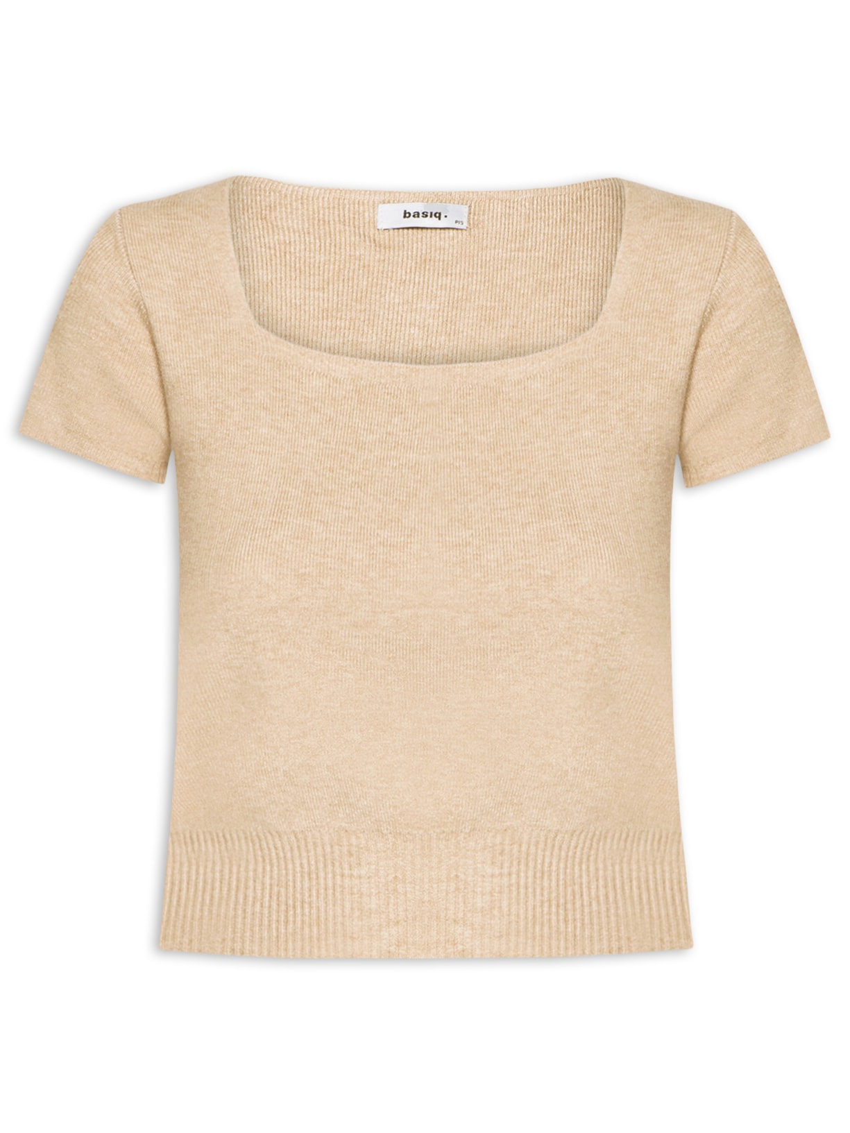 Blusa Feminina Tricot Manga Curta - Bege