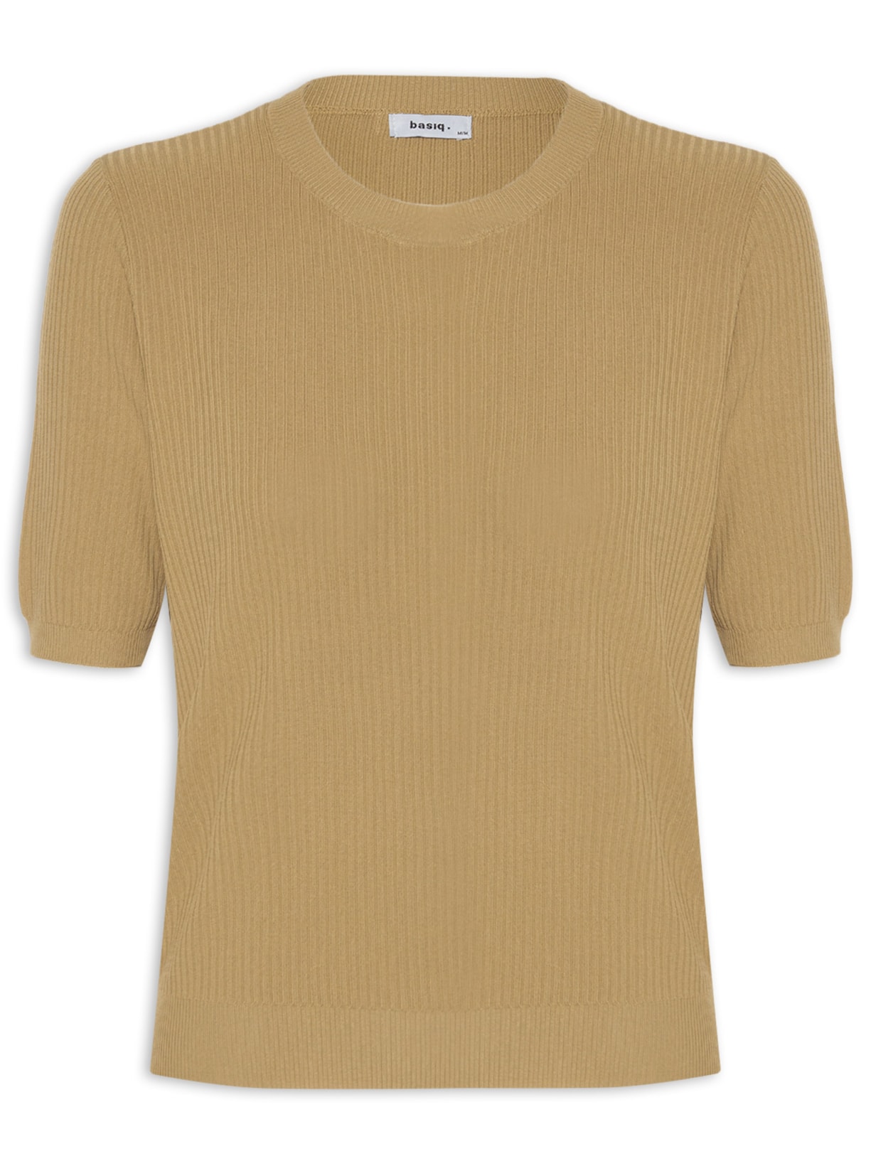 Blusa Feminina Tricot Manga Curta - Marrom