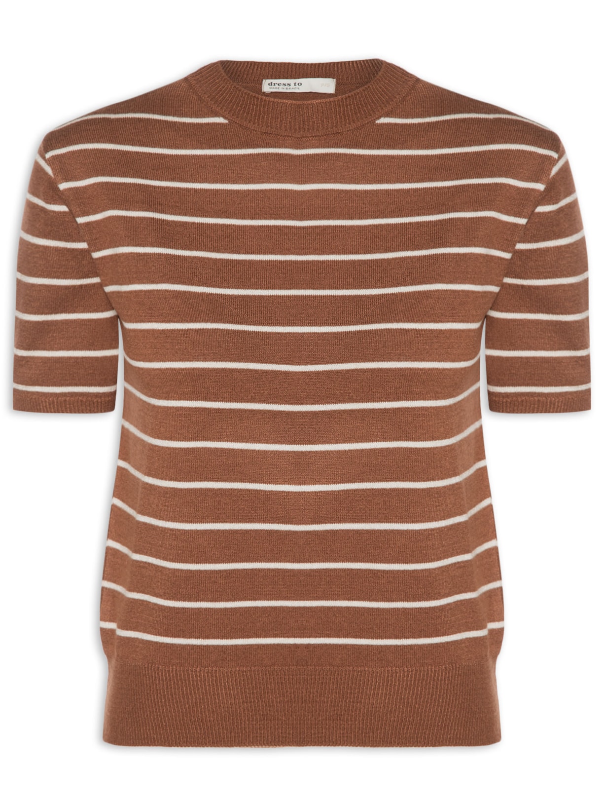 Blusa Feminina Tricot Manga Curta - Marrom