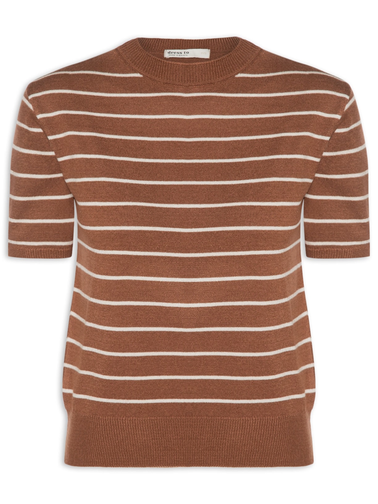 Blusa Feminina Tricot Manga Curta Marrom Dress To