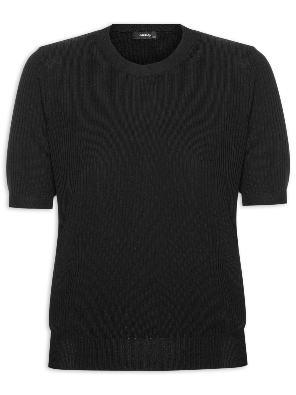 Blusa Feminina Tricot Manga Curta - Preto