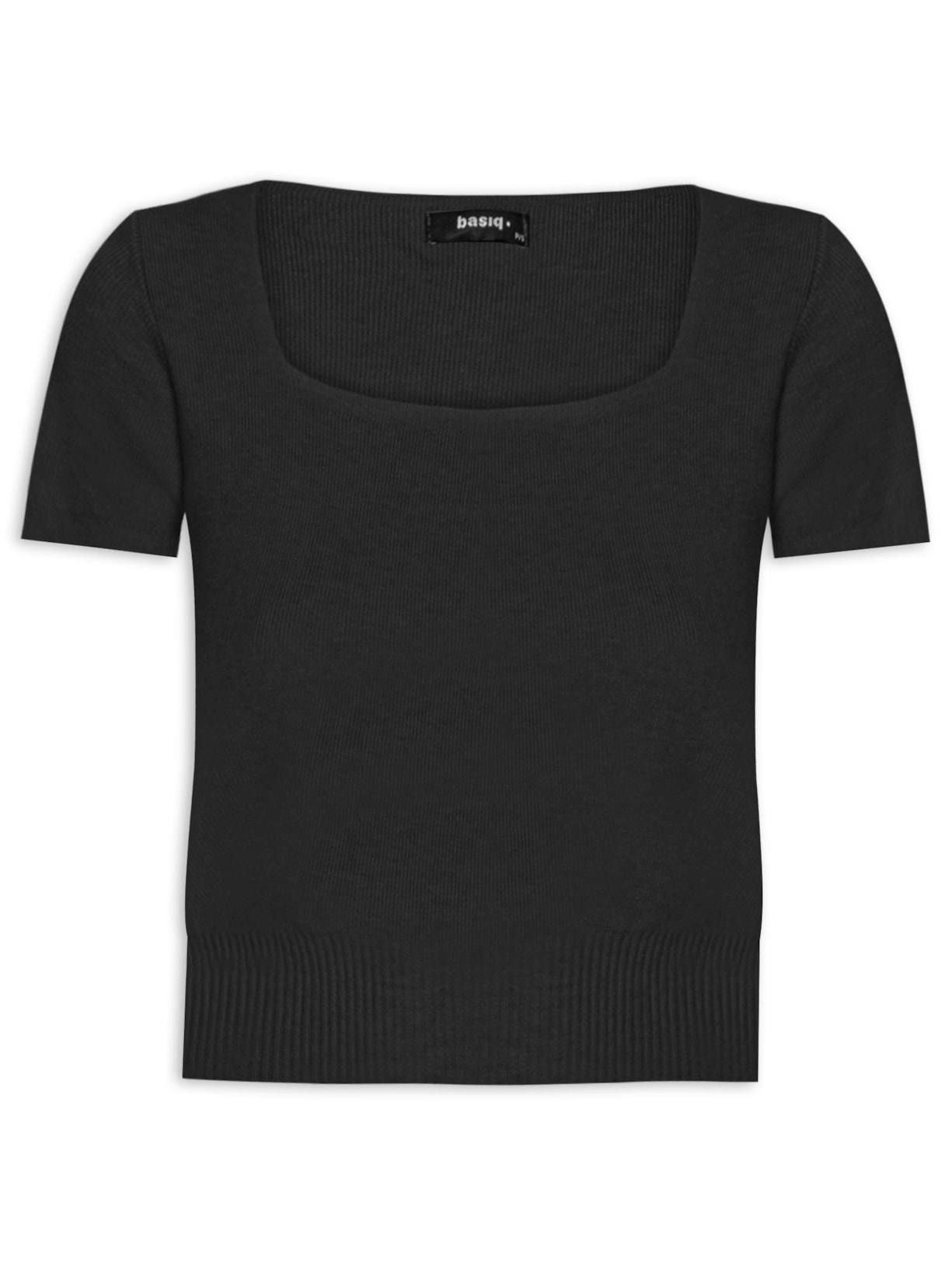 Blusa Feminina Tricot Manga Curta - Preto