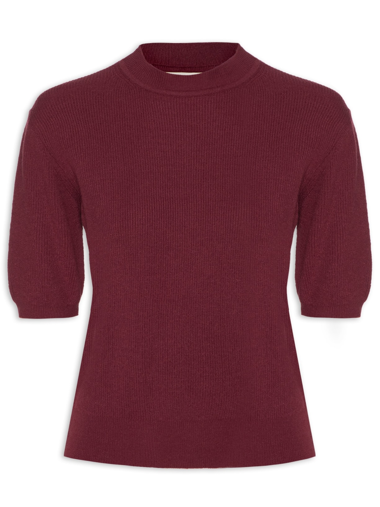 Blusa Feminina Tricot Manga Curta - Vinho